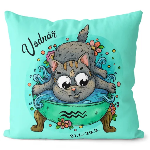 Polštář Kočičí znamení – vodnář (Velikost: 55 x 55 cm)