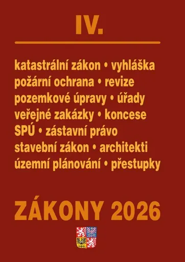 Zákony IV 2026 Stavebnictví, půda - Stavební zákon, katastrální zákon