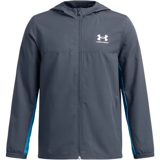 Under Armour RIVAL WOVEN JACKET Chlapecká bunda, tmavě šedá, velikost L