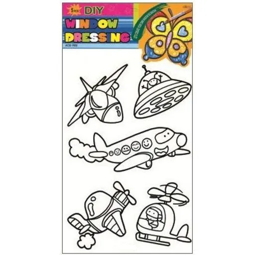 Předlohy na malování na sklo s vyvýšenou konturou  dopravní prostředky 30x21cm letadla