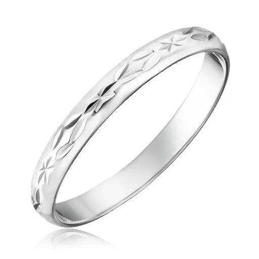 Prsten ze stříbra 925 - gravírované kosočtverce a paprsky - Velikost: 50