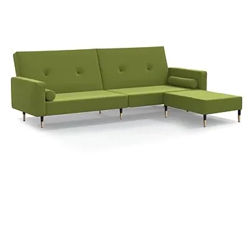 2místná rozkládací pohovka s podnožkou světle zelená samet, 3080527 (3080527)