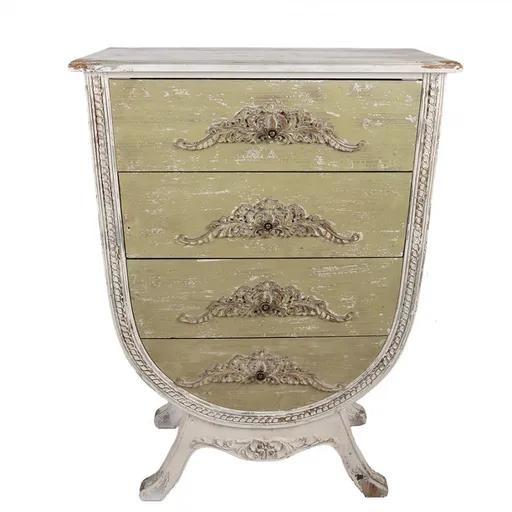 Bílo-zelená antik dřevěná komoda se šuplíky Claudé - 81*36*113 cm Clayre & Eef