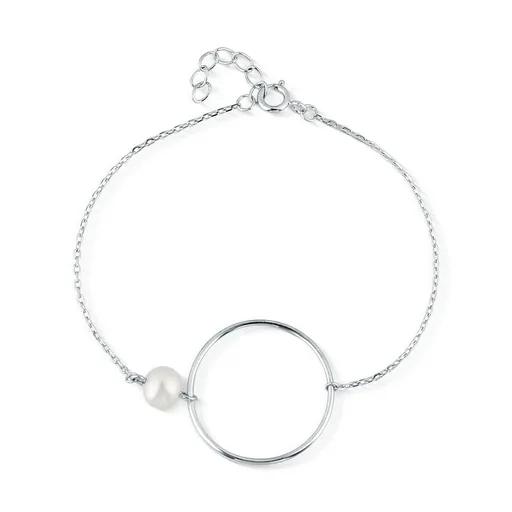 JwL Luxury Pearls Minimalistický stříbrný náramek s pravou perlou JL0859