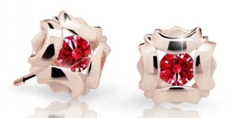 Cutie Jewellery Slušivé dětské náušnice z růžového zlata C2216-30-X-4 červená