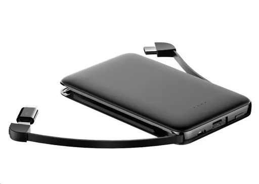 WG - Power Bank 5000 mAh, kabel Micro USB + Type-C + adaptér Lightning, černá