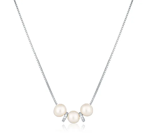 JVD Stříbrný náhrdelník se sladkovodními perlami a zirkony SVLN0545XD2P145