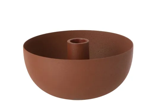 Terakotový kovový svícen na úzké svíčky Terra - Ø 15*7,5cm J-Line by Jolipa