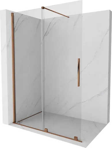 MEXEN/S Velar posuvné sprchové dveře Walk-in 140, transparent, růžové zlato 871-140-000-03-60