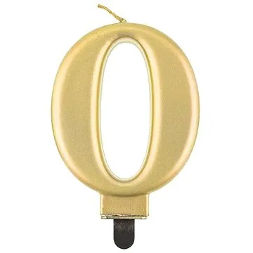 Narozeninová svíčka na dort - 0 - metalická zlatá - 8 cm (5902973124255)