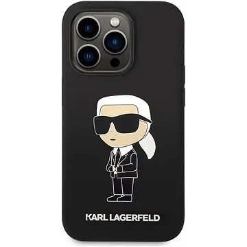 Karl Lagerfeld Liquid Silicone Ikonik NFT Zadní Kryt pro iPhone 14 Pro Black (KLHCP14LSNIKBCK)