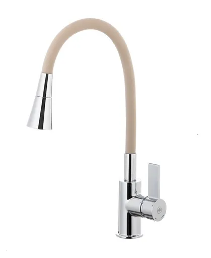 KFA Dřezová baterie RUMBA DUO s elastickým výtokem béžová/chrom 6553-925-51