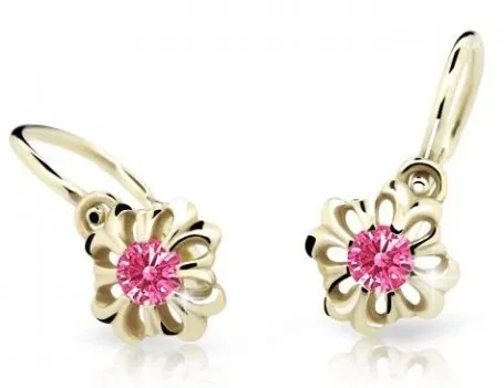 Cutie Jewellery Něžné dětské náušnice ze žlutého zlata C2208-10-X-1 fuchsiová