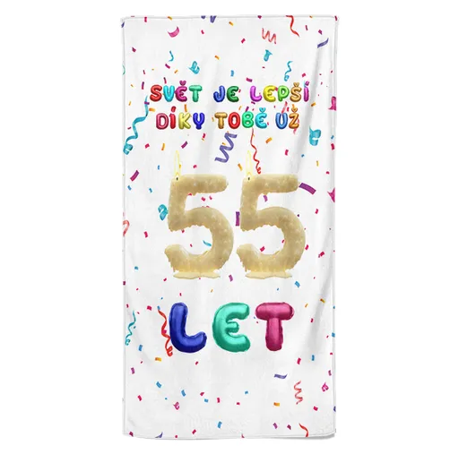 Osuška Svět je lepší díky tobě (věk: 55, Velikost osušky: 70x140cm)