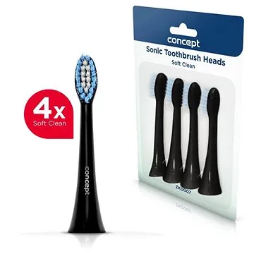 CONCEPT ZK0007 Náhradní hlavice k zubním kartáčkům PERFECT SMILE ZK40xx, Soft Clean, black, 4 ks (zk0007)