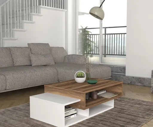 Konferenční stolek Tab - White, Walnut