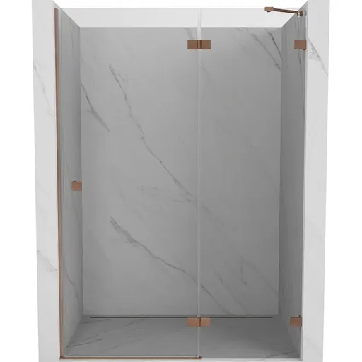 MEXEN/S Lunar sprchové dveře křídlové pravá 140, transparent, měď kartáčovaná 834-140-000-65-00-P