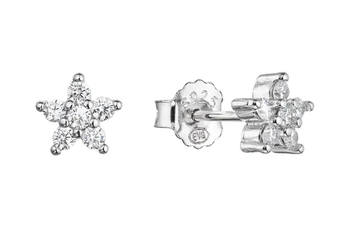 Evolution Group - Pavona Stříbrné náušnice pecky kytička se zirkony 11413.1