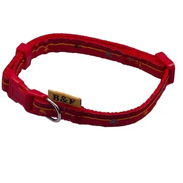 Bafpet Popruhový obojek "Tlapky - proužek" - Červený, 10mm × 20-35cm, 18105TP (18105TP_CERVENA)
