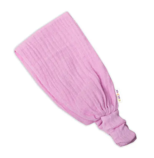 Baby Nellys Lehká mušelínová čelenka Bandana, růžová vel.  104/110