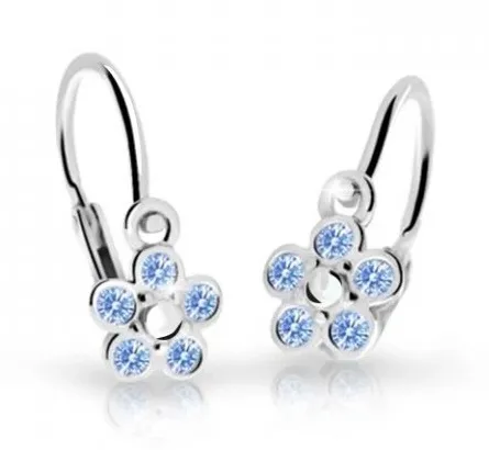 Cutie Jewellery Dětské kytičkové náušnice z bílého zlata C2744-10-X-2 světle modrá
