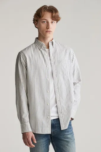 KOŠILE GANT REG ARCHIVE OXFORD STRIPE SHIRT EGGSHELL