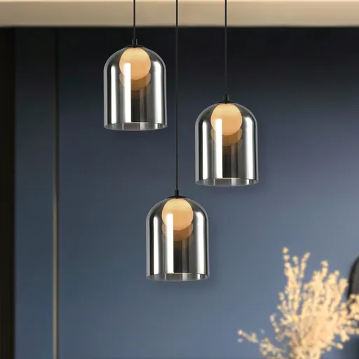 Skleněná závěsná lampa KLEA – s grafitovým a matným stínidlem – moderní stolní lampa do obývacího pokoje G9 LED