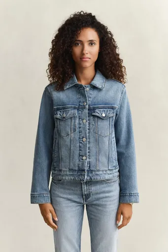 BUNDA GANT DENIM TRUCKER JACKET SEMI LIGHT BLUE BROKEN IN