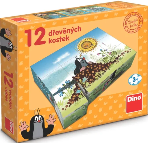 Dřevěné licenční kostky Krtkův rok – 12 kostek