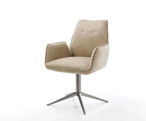 Otočná židle Zoa-Flex mikrovlákno béžová vintage základna