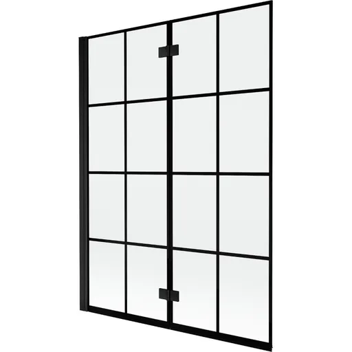 MEXEN MIST vanová zástěna 130x150 cm 6mm 2-s, černá, dekor, levá 8A9-130-002-70-77-L