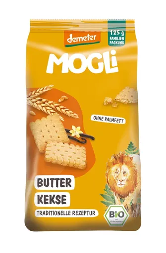 MOGLi BIO Máslové sušenky s vanilkou Bourbon 125 g