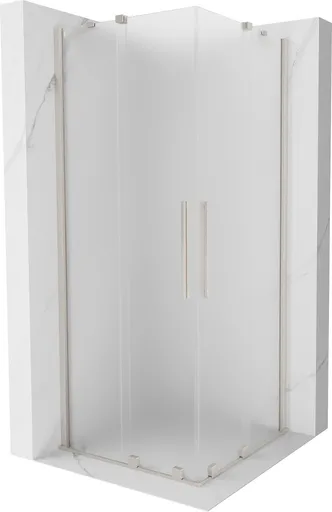 MEXEN/S Velar Duo sprchový kout, posuvné dveře 80 x 80, dekor, nikl kartáčovaný 871-080-080-32-97