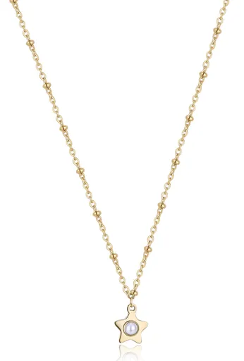 S'Agapõ Pozlacený náhrdelník Hvězdička s perlou Message SSG27