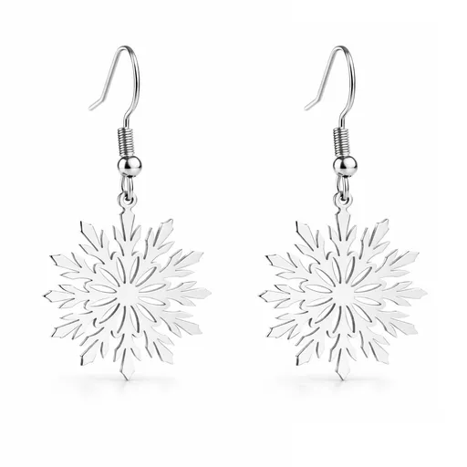 Troli Krásné visací náušnice z oceli Sněhové vločky