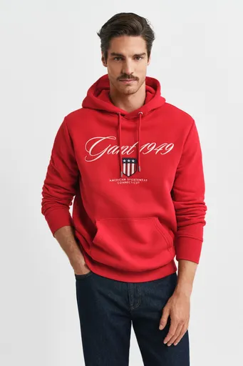 MIKINA GANT GRAPHIC HOODIE RUBY RED