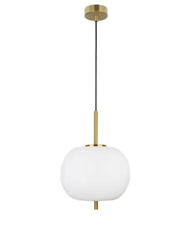 NOVA LUCE závěsné svítidlo LATO opálové sklo antický mosazný kov černý kabel E27 1x12W 230V IP20 bez žárovky 9624061