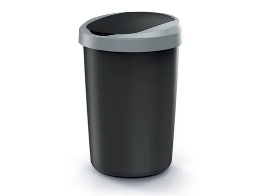 Koš odpadkový COMPACTA R FLAP černý se světle šedým víkem 40l