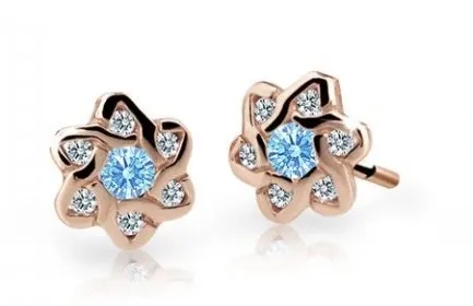 Cutie Jewellery Dětské náušnice z růžového zlata C2149-30-X-4 světle modrá