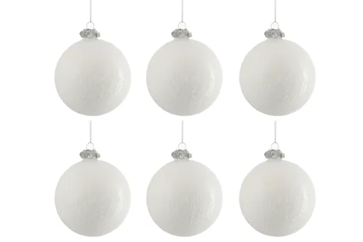Sada bílých vánočních koulí s patinou ( 6 ks) - 28,5*20,5*9,5 cm J-Line by Jolipa