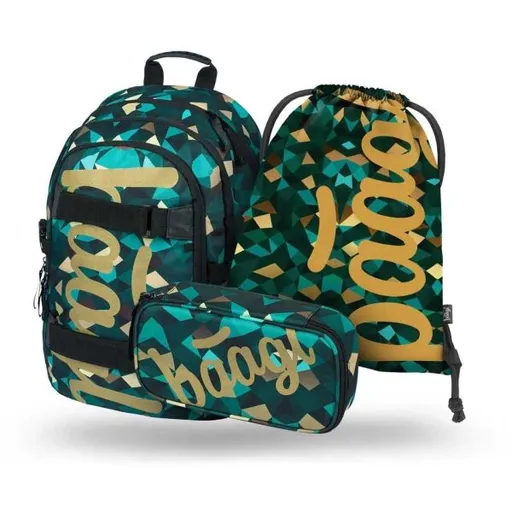 BAAGL 3 SET SKATE POLYGON Školní set, tmavě zelená, velikost