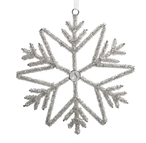Champagne antik závěsná sněhová vločka s korálky Snowflake - 17 cm Chic Antique
