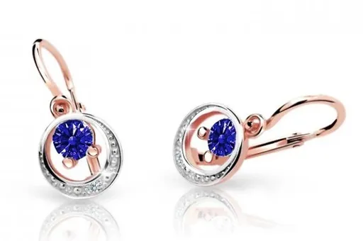 Cutie Jewellery Dětské náušnice z růžového zlata C1997-10-X-4 modrá