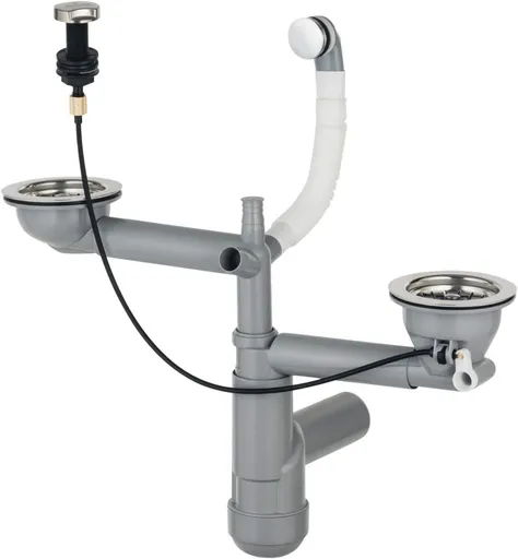 DEANTE Sifon stainless nerez Náhradní sifonová sada, 1.5  and 2 bowl ZXY_9918