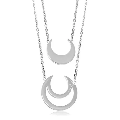 Náhrdelník z oceli 316L, menší a větší srpek měsíce, dva řetízky
