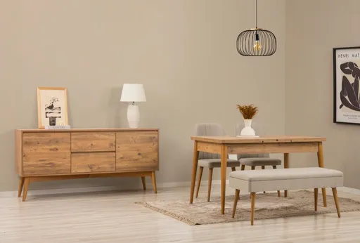 Set s rozkládacím stolem, židlemi a konzolou (5 kusů) Vina 02 1005 - Atlantic Pine, Cream