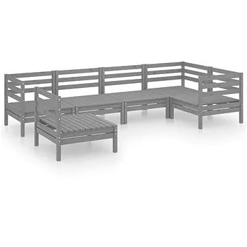 6dílná zahradní sedací souprava masivní borovice šedá, 3082729 (3082729)