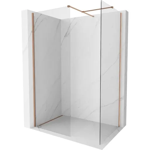 MEXEN/S Kioto-X Sprchová zástěna WALK-IN 80 x 80, transparent 10 mm, měď kartáčovaná 800-080-202-65-00-080-X