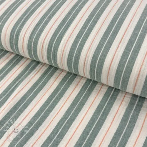 Dvojitá gázovina/mušelín YARN DYED Line green