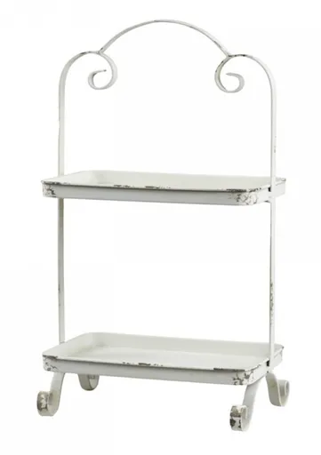 Krémový antik kovový 2-patrový etažér Luisa - 21*13*37 cm Chic Antique